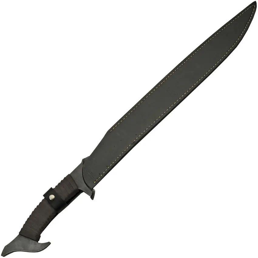 Dark Sky Falcata Survival Sword Rugged Manganese Blade 19.5In Leather Wrapped Handle Belt Sheath For Outdoor Enthusiasts by China Made