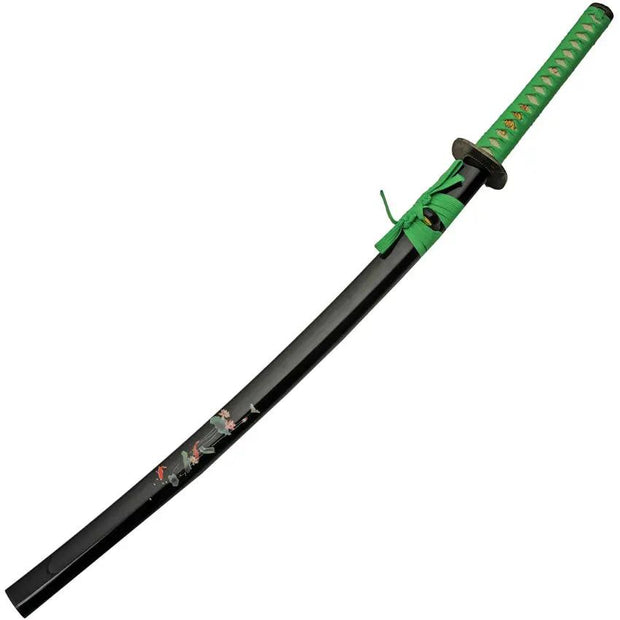Koi Lake Katana 30In 1045 Carbon Steel Blade, Green Cord Wrapped Handle, PVC Scabbard, China Made For Martial Arts Enthusiasts by China Made