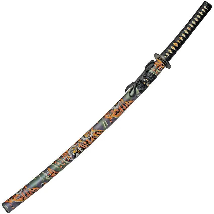 Wading Tiger Katana 41 Inch Overall With 32 Inch Carbon Steel Blade Cord Wrapped Handle Iron Guard For Martial Arts Fans by China Made