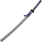 China Made Pastel Spring Katana 1045 Carbon Steel Blade With Purple Cord Wrap For Collectors by China Made