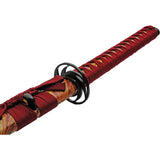 China Made Flaming Skull Katana With 1045 Carbon Steel Blade And Red Cord Wrapped Handle For Collectors by China Made
