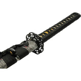 Snarling Wolf Katana 1045 Carbon Steel 30in Blade Black Cord Wrapped Handle Wolf Print PVC Scabbard Collector Sword by China Made