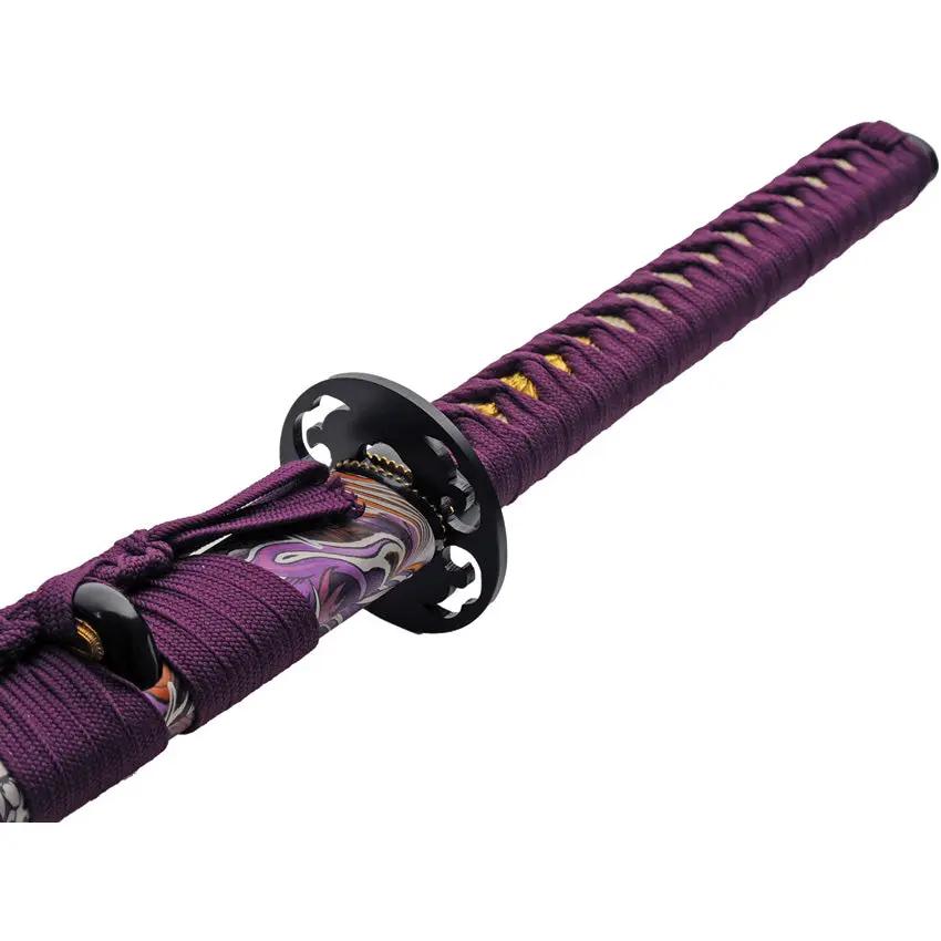 Growling Dragon Katana 30 Inch 1045 Carbon Steel Blade Purple Cord Handle Dragon PVC Scabbard Model 926995 Collectors by China Made