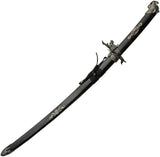 Dragon Warrior Sword With Display Stand For Collectors Satin Carbon Steel Blade Black Wood Handle Premium by China Made