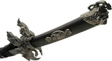 Dragon Warrior Sword With Display Stand For Collectors Satin Carbon Steel Blade Black Wood Handle Premium by China Made