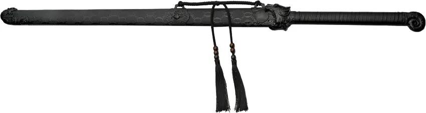 Rite Edge Shadow Guardian Samurai Sword - Black Zinc Handle Manganese Steel Blade Black Faux Leather Grip by Rite Edge