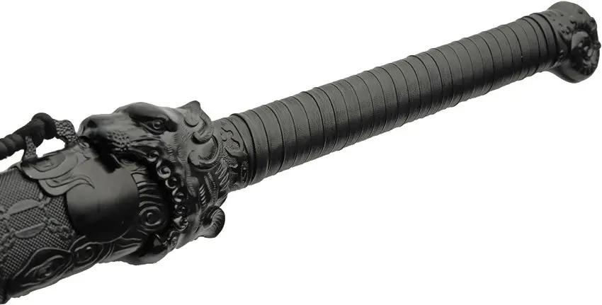 Rite Edge Shadow Guardian Samurai Sword - Black Zinc Handle Manganese Steel Blade Black Faux Leather Grip by Rite Edge