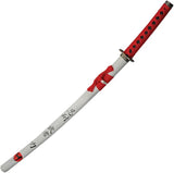 Rite Edge Rising Sun Samurai With Stand - 27 Inch Satin Carbon Steel Blade, Red Cord Wrapped Handle by Rite Edge