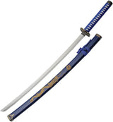 Samurai Sword Set Satin Carbon Steel Blue Dragon Collectors by China Made