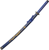 Samurai Sword Set Satin Carbon Steel Blue Dragon Collectors by China Made