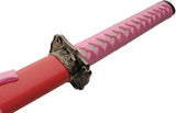 Dragon Samurai Sword Set Pink Satin Carbon Steel Blades With Display Stand For Collectors by China Made