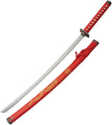 Dragon Gold Samurai Sword Set With Satin Finish Carbon Steel Blades And Red Cord Handles Display Stand For Collectors by China Made