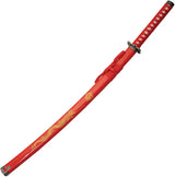 Dragon Gold Samurai Sword Set With Satin Finish Carbon Steel Blades And Red Cord Handles Display Stand For Collectors by China Made
