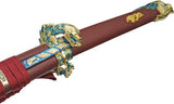 Sky Warrior Samurai Sword 38In Satin 1075HC Blade Red Faux Leather Handle Aluminum Scabbard For Elite Collectors by China Made