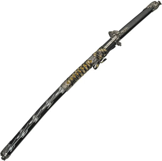 Shadow Warrior Samurai Sword 28in Satin Carbon Steel Blade Faux Leather Wrapped Handle Aluminum Scabbard For Collectors by China Made