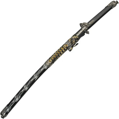 Shadow Warrior Samurai Sword 28in Satin Carbon Steel Blade Faux Leather Wrapped Handle Aluminum Scabbard For Collectors by China Made
