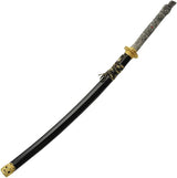 Snow Dragon Samurai Sword For Collectors 28 Inch Blade 1045 Steel Sculpted Ivory Dragon Handle Black Wood Scabbard by China Made