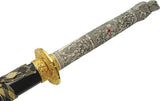 Snow Dragon Samurai Sword For Collectors 28 Inch Blade 1045 Steel Sculpted Ivory Dragon Handle Black Wood Scabbard by China Made