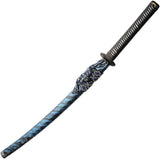 Feather Samurai Sword 1045 Carbon Steel Blade Wrapped Handle Blue Scabbard Collectors by China Made