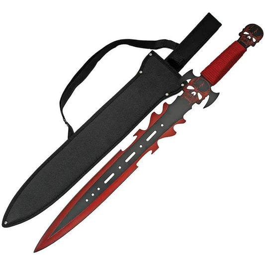 Rite Edge Dead Walker Sword - Two Tone Stainless Blade With Red Cord Wrapped Handle Skull Guard And Pommel Sheath by Rite Edge