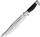 Combat Ready Big Bowie Knife For Outdoor Enthusiasts 16.25in Stainless Satin Blade Wood Handle Leather Sheath by Combat Ready