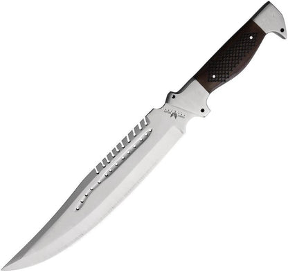 Combat Ready Big Bowie Knife For Outdoor Enthusiasts 16.25in Stainless Satin Blade Wood Handle Leather Sheath by Combat Ready