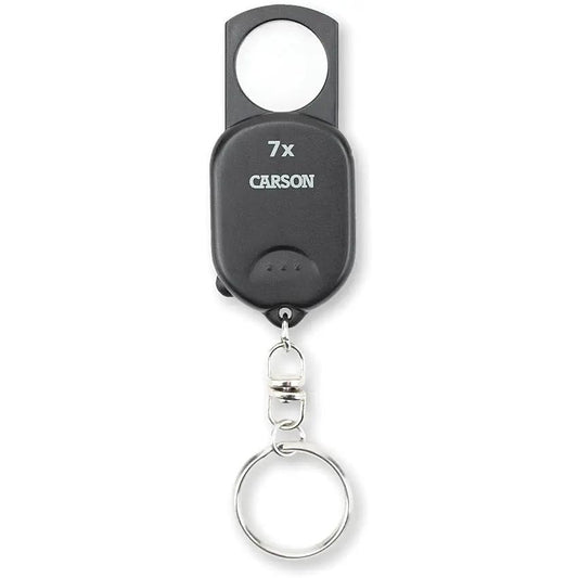 Carson Optics Pop Up Keychain Magnifier 7x GN70 Retractable Lens For On The Go Reading by Carson Optics