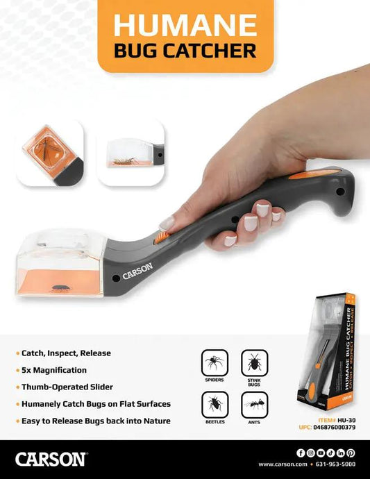 Carson Optics Humane Bug Catcher Tool HU30 For Curious Kids And Nature Lovers With 5x Magnification And Easy Release by Carson Optics
