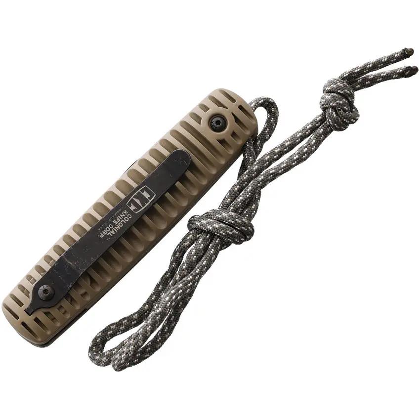 Colonial Automatic Knife Ranger Button Lock 110 For EDC Enthusiasts Rugged Black Oxide Serrated Tanto Tan Polymer Handle by Colonial