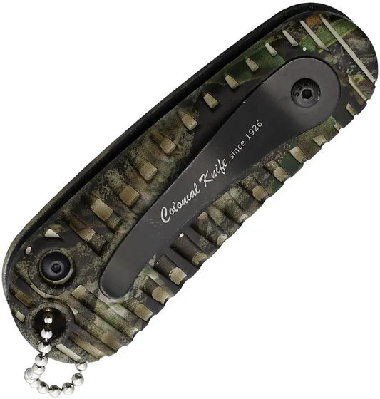 Colonial Auto CKC Button Lock Folding Knife Mossy Oak Camo Handle Manual Safety 3.25In Closed 1.75In Blade Hunters by Colonial