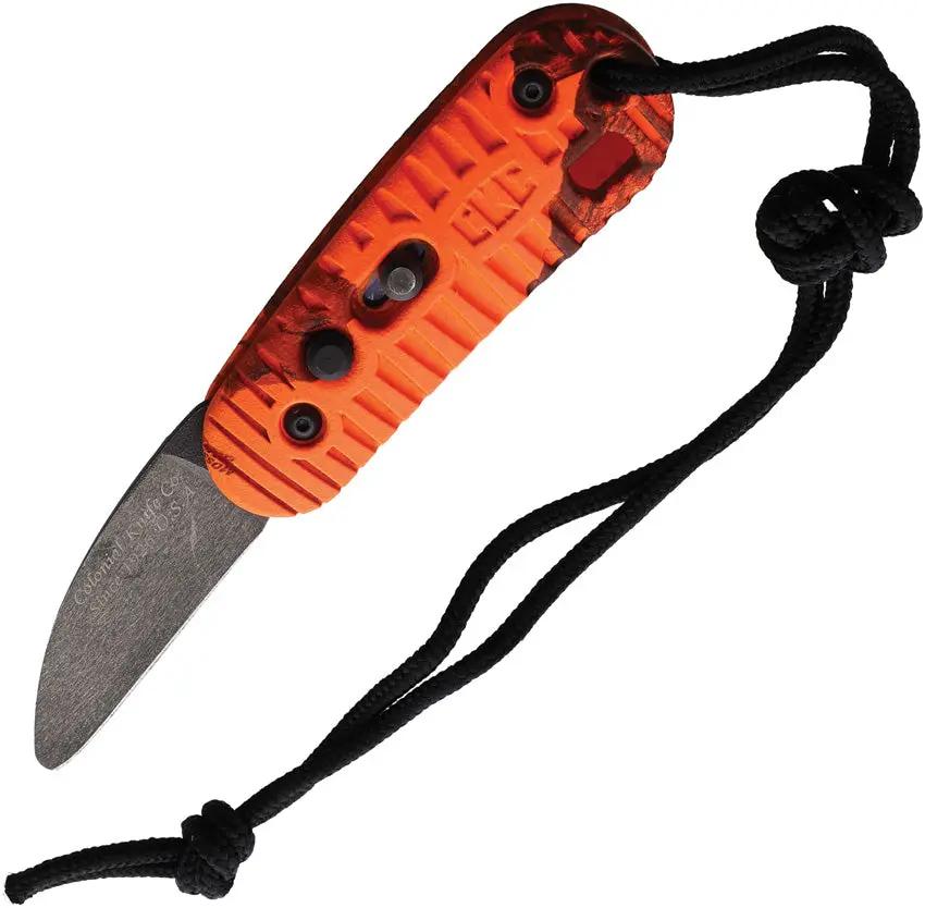 Colonial Auto CKC Series Button Lock Rescue Knife Automatic Opening Oxygen Tank Key 2In Blade Orange Camouflage Handle by Colonial