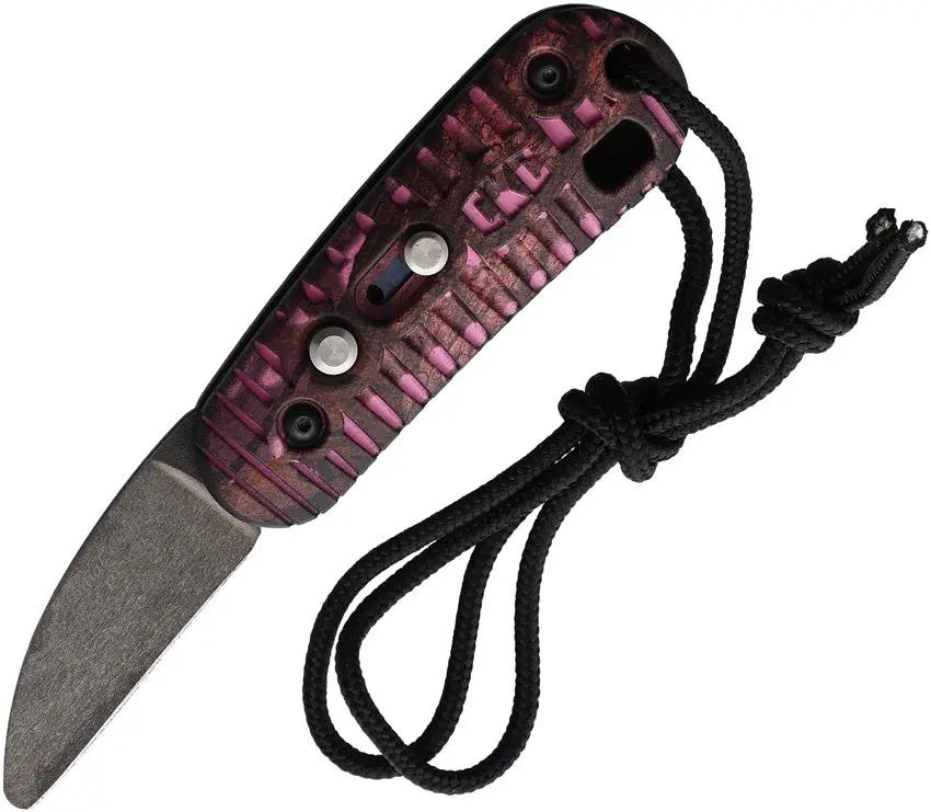 Colonial Auto CKC Button Lock 214 Folding Knife For EDC Enthusiasts With 2in Black Blade And Pink Camo Handle by Colonial