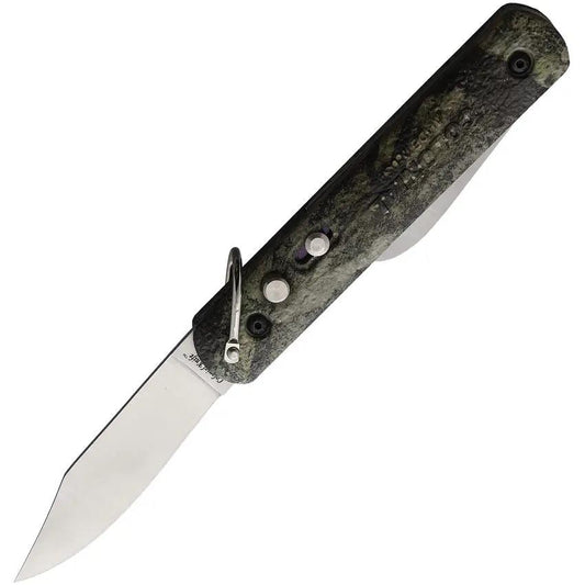 Colonial Auto Button Lock Knife Mossy Oak Camouflage, 3in Satin Clip Point Blade, 2in Gut Hook, Outdoor Hunter by Colonial