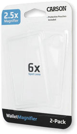 Carson Optics Twin Pack Pocket Magnifier 6X Lens With Protective Pouch For Readers And Close Up Tasks by Carson Optics