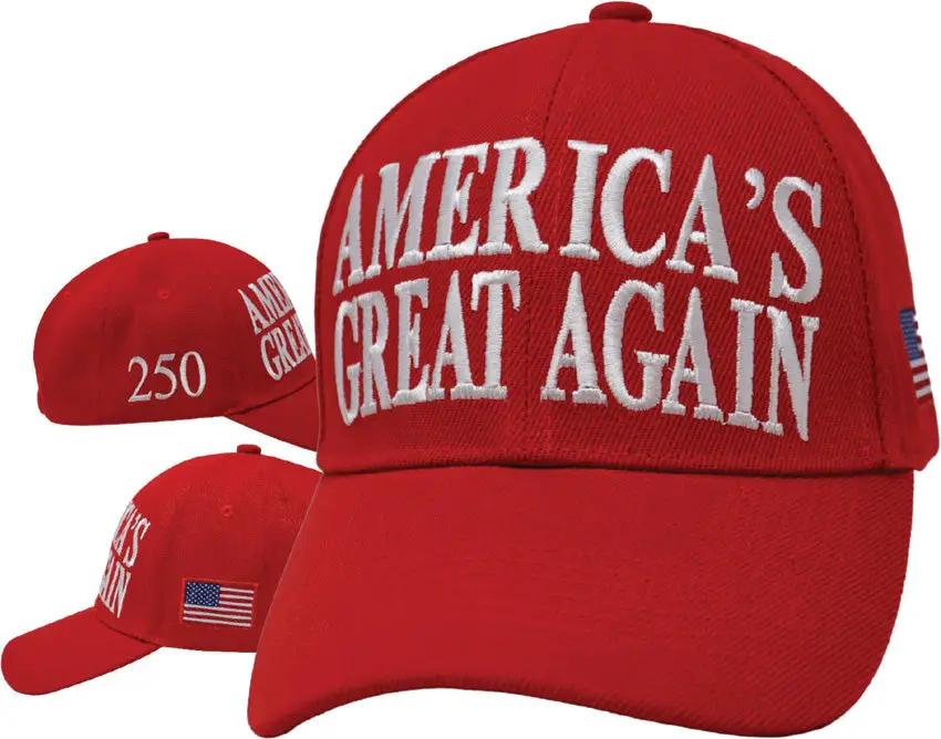 America's Great Hat Six Panel Cap With Embroidery And Woven Applique - Adjustable Red One Size Fits Most by Miscellaneous