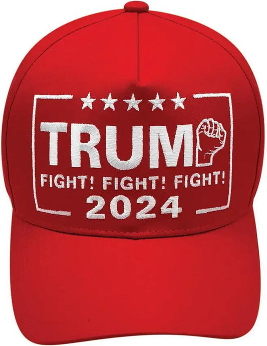 Generic Fight Fight Fight Hat - Red Six Panel Cap With Embroidery And Woven Applique Crown Adjustable One Size by Miscellaneous