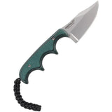 CRKT Folts Minimalist Bowie Knife 2387 EDC Blade 2in Bead Blast, 5.13in Overall, Green Micarta Handle, Lanyard Hole by CRKT