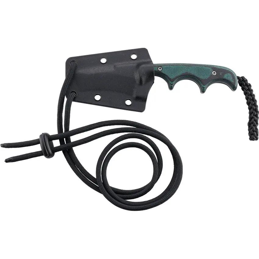 CRKT Folts Minimalist Bowie Knife 2387 EDC Blade 2in Bead Blast, 5.13in Overall, Green Micarta Handle, Lanyard Hole by CRKT