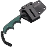 CRKT Folts Minimalist Bowie Knife 2387 EDC Blade 2in Bead Blast, 5.13in Overall, Green Micarta Handle, Lanyard Hole by CRKT