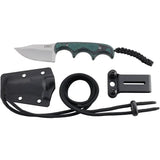 CRKT Folts Minimalist Bowie Knife 2387 EDC Blade 2in Bead Blast, 5.13in Overall, Green Micarta Handle, Lanyard Hole by CRKT