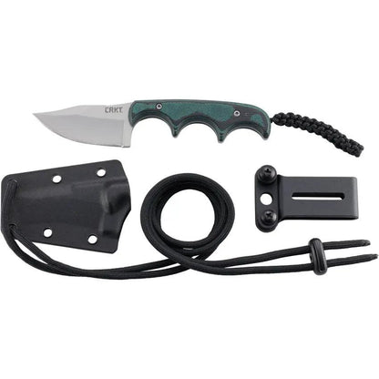 CRKT Folts Minimalist Bowie Knife 2387 EDC Blade 2in Bead Blast, 5.13in Overall, Green Micarta Handle, Lanyard Hole by CRKT