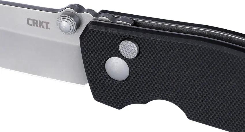 CRKT Squid Button Lock Folding Knife 2.25in D2 Blade Black G10 Handle EDC Pocket Clip Thumb Stud Lanyard Hole Rugged by CRKT