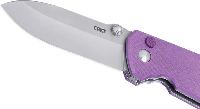 CRKT Squid XM Button Lock Knife Purple G10 Handle EDC Pocket Tool With 14C28N Blade by CRKT