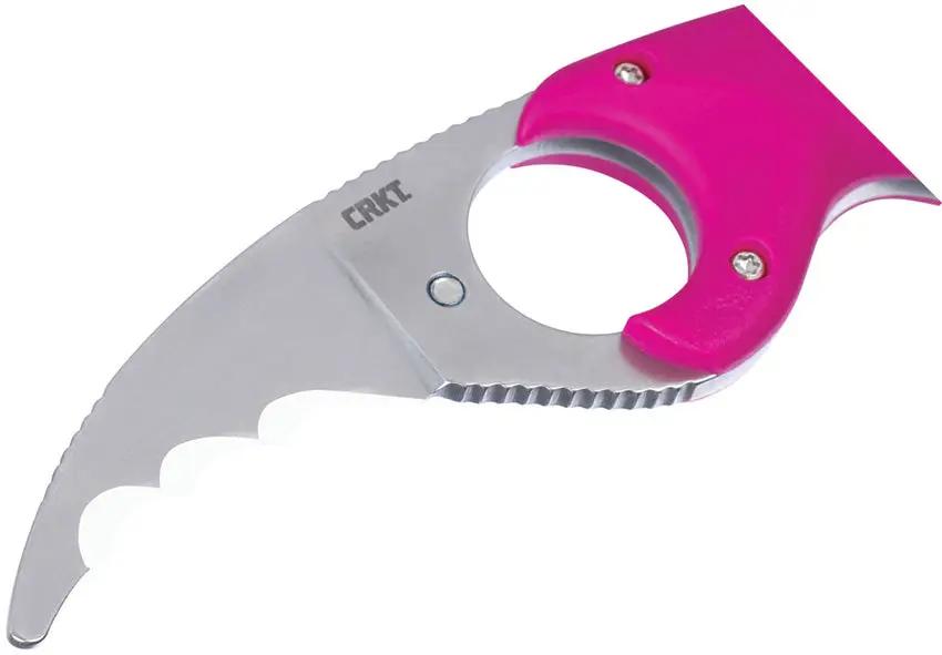 CRKT Bear Claw Fixed Blade Knife Pink Handle 2511F Serrated AUS-8 Full Tang Neck Sheath For Outdoor Enthusiasts by CRKT