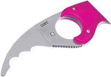 CRKT Bear Claw Fixed Blade Knife Pink Handle 2511F Serrated AUS-8 Full Tang Neck Sheath For Outdoor Enthusiasts by CRKT