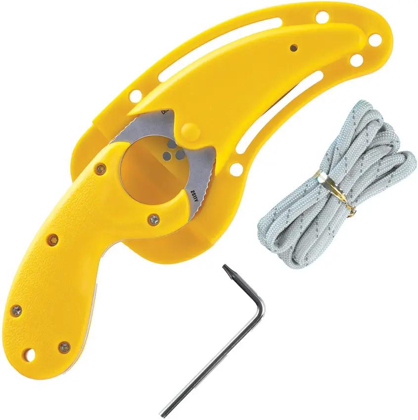 CRKT Bear Claw Fixed Blade Knife With AUS8 Serrated Edge Full Tang Yellow Grip Neck Sheath For Outdoor Survivalists by CRKT