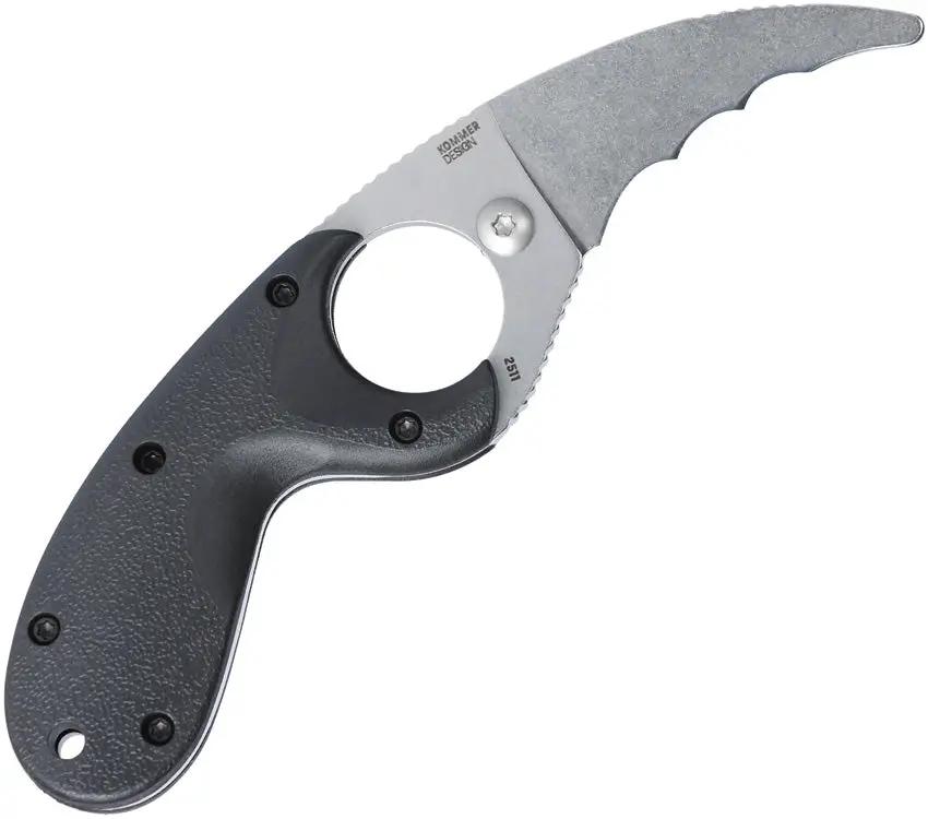 CRKT Bear Claw Fixed Blade Knife Serrated AUS 8 Full Tang Black GRN Handle Neck Sheath Outdoor Survival by CRKT