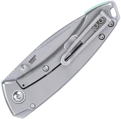 CRKT Tuna Compact Framelock 2522B EDC Knife With 2.75in 14C28N Stonewashed Blade Aqua Blue G10 Handle by CRKT