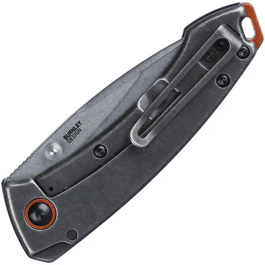 CRKT Tuna Compact Framelock 2522 EDC Knife Designed By Lucas Burnley With Stonewash 8Cr13MoV Blade And Orange Accents by CRKT