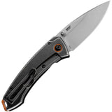 CRKT Tuna Compact Framelock 2522 EDC Knife Designed By Lucas Burnley With Stonewash 8Cr13MoV Blade And Orange Accents by CRKT